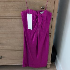 Badgley Mischka Strapless Satin Cocktail Dress